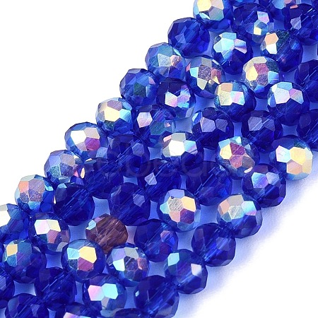 AB Color Plated Transparent Glass Rondelle Beads Strands EGLA-T029-4mm-10Q-1