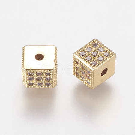 Brass Micro Pave Cubic Zirconia Beads ZIRC-L067-33-G-NR-1