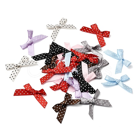 Polyester Bowknot with Polka Dot Sew on Ornament Accessories DIY-C085-05-1