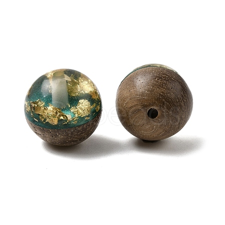 Walnut Wood with Resin Gold Foil Beads WOOD-G025-01C-1
