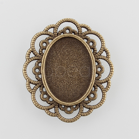 Filigree Wrap Oval Alloy Cabochon Settings PALLOY-N0088-11AB-NF-1