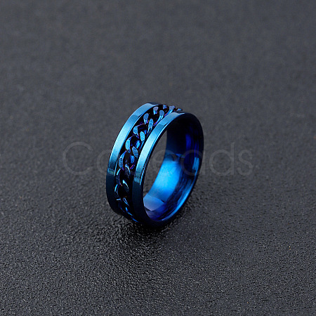 304 Stainless Steel Rotatable Chain Finger Rings for Men FS-WG60CA3-42-1