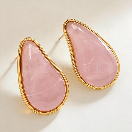 304 Stainless Steel Resin Stud Earrings WGF91D5-01-1