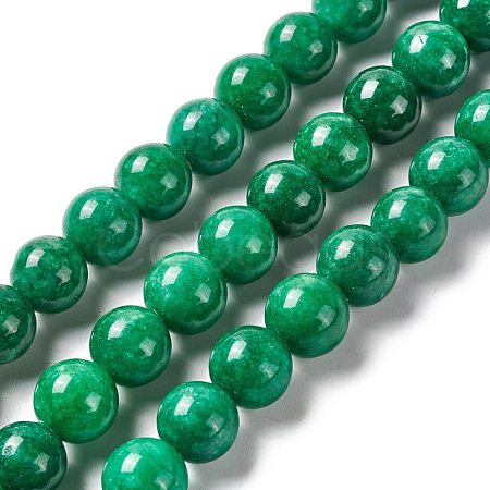 Natural White Jade Round Beads Strand G-E141-03A-1