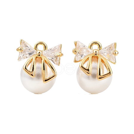 Brass Micro Pave Cubic Zirconia Charms KK-F902-05G-1