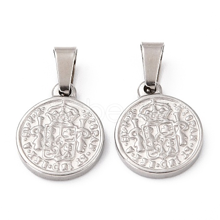 Non-Tarnish 304 Stainless Steel Coin Pendants STAS-F183-01P-A-1