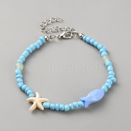 Glass Seed & Plastic Beaded Braceletss BJEW-WH0011-86-1