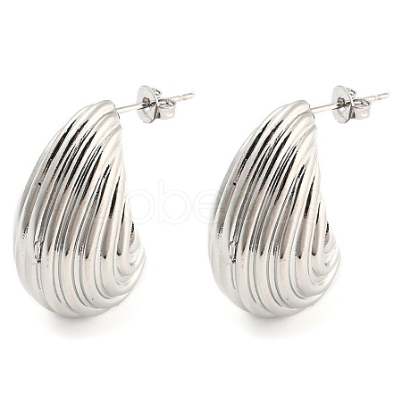 Rack Plating Brass Shell Shape Stud Earrings EJEW-K245-30P-1