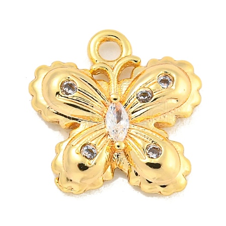 Brass Micro Pave Clear Cubic Zirconia Pendants KK-U015-11G-1