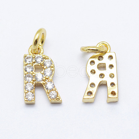 Brass Micro Pave Grade AAA Cubic Zirconia Charms X-ZIRC-P067-11G-R-NR-1