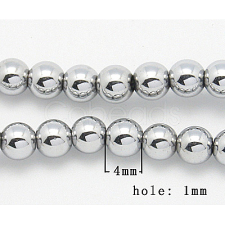 PVD Vacuum Plating Platinum Plated Hematite Beads Strands X-G-D010-1-1