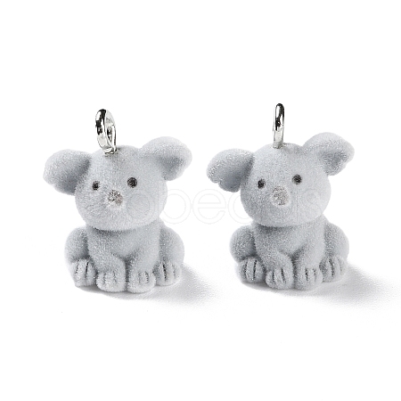 Animal Shape Flocky Resin Pendants RESI-Q229-01B-1