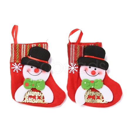 Cloth Hanging Christmas Stocking HJEW-B003-06-1