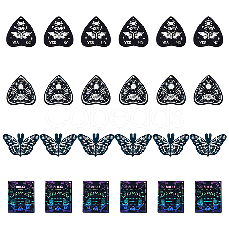 HOBBIESAY 24Pcs 4 Style Halloween Printed Acrylic Pendants OACR-HY0001-08-1