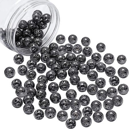 Electroplated Natural Lava Rock Beads G-NB0001-91C-1