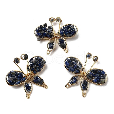 Butterfly Natural Lapis Lazuli Brooch G-A278-02G-04-1