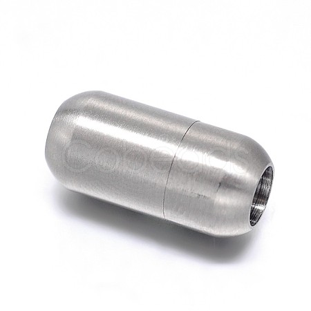 Tarnish Resistant Barrel 304 Stainless Steel Magnetic Clasps with Glue-in Ends STAS-D059-18C-1