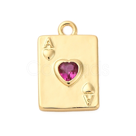 Brass Micro Pave Cubic Zirconia Charms KK-F895-15G-1