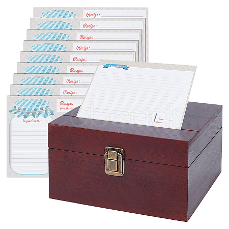1Pc Bamboo Recipe Storage Boxes with Clasps CON-NB0002-42-1