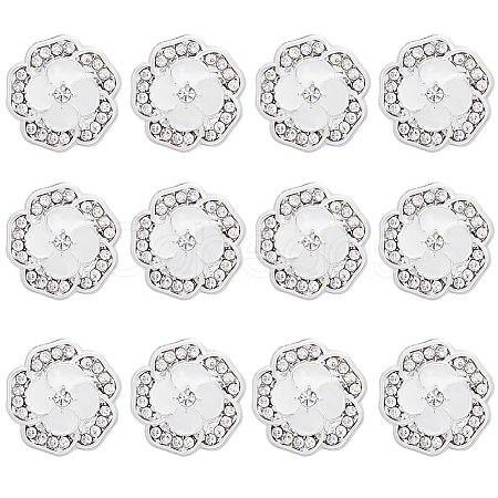 12Pcs Alloy Rhinestone Shank Buttons BUTT-GF0003-66-1