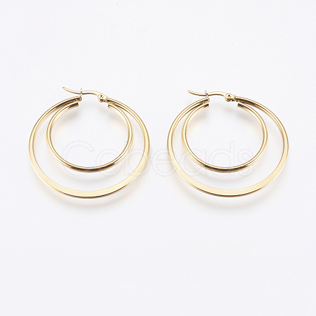 201 Stainless Steel Hoop Earrings X-EJEW-I213-B-02G-1