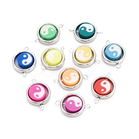 Polymer Clay Beads with CCB Plastic Frame Connector Charms CLAY-T022-35M-01-1
