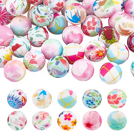 60Pcs 10 Styles Silicone Beads FIND-PH0028-09-1