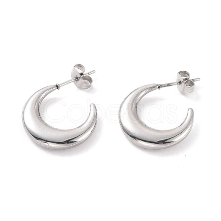 Non-Tarnish 304 Stainless Steel Crescent Moon Stud Earrings for Women EJEW-F280-05C-P-1