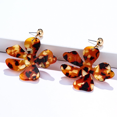 Alloy & Acrylic Dangle Stud Earrings FS-WG0D14E-03-1