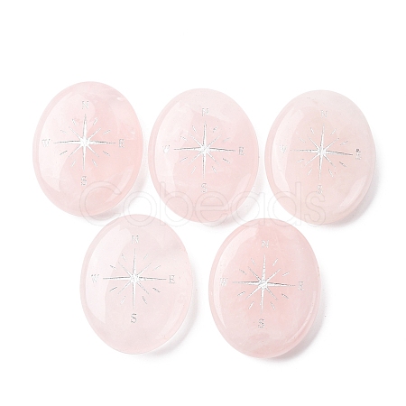 Oval Natural Rose Quartz Compass Display Decorations G-G301-02B-1