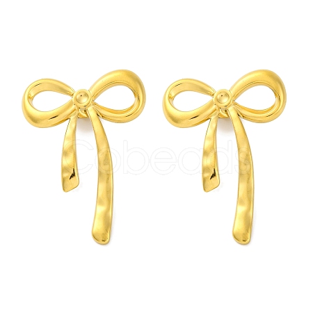 Ion Plating(IP) 304 Stainless Steel Bowknot Stud Earrings X-EJEW-D281-03G-1