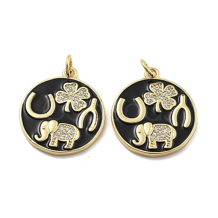 Brass Micro Pave Cubic Zirconia Pendants KK-U060-05G-1