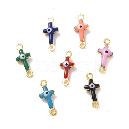 Brass Enamel Connector Charms KK-J302-08G-1