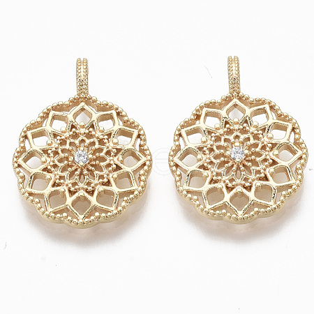 Brass Micro Pave Cubic Zirconia Pendants KK-R130-029-NF-1