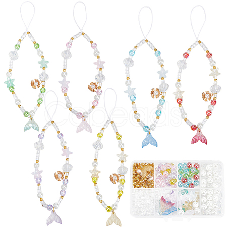 DIY Ocean Theme Acrylic & Glass Mobile Phone Strap Making Kits DIY-SC0028-39-1