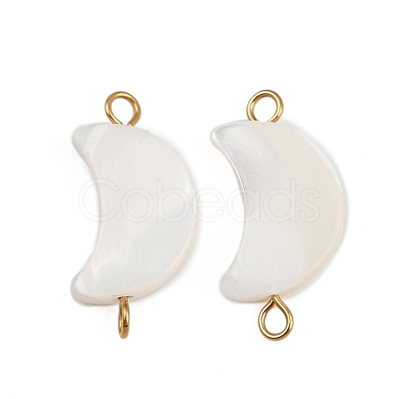 Natural Shell Moon Connector Charms STAS-D378-24G-1