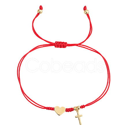Brass Heart & Cross Double Layered Couple Bracelets WL1100-1-1