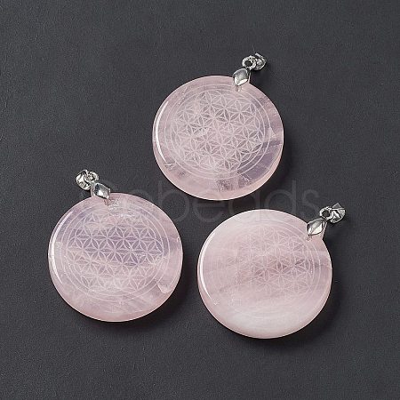 Natural Rose Quartz Pendants G-P491-03P-06-1