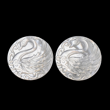 Natural White Shell Carved Cabochons SHEL-G024-03C-1