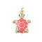 Rack Plating Brass Micro Pave Cubic Zirconia Pendants, with Enamel & Jump Ring, Cadmium Free & Lead Free, Long-Lasting Plated, Real 18K Gold Plated, Sea Turtle Charm, Crimson, 22.5x17x3mm, Hole: 3.2mm