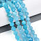 Dyed Natural White Jade Beads Strands, Faceted, Star Cut Round Beads, Deep Sky Blue, 7~8x6~7.5x6~7.5mm, Hole: 1mm, about 48~49pcs/strand, 14.17~15.35''(36~39cm)