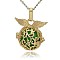 Golden Tone Brass Hollow Round Cage Pendants, with No Hole Spray Painted Brass Ball Beads, Lime Green, 26x26x19mm, Hole: 3x8mm