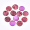 Spray Paint Natural Akoya Shell Pendants, Mother of Pearl Shell Pendants, Flat Round, Hot Pink, 15x1~3mm, Hole: 1.1~1.5mm