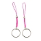 Polyester Cord Mobile Straps, with Platinum Plated Iron Findings, Fuchsia, 10.1~10.2cm