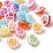 Acrylic Shank Buttons, 1-Hole, Dyed, Palm, Mixed Color, 13x12x4mm, Hole: 3mm