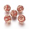 Handmade Indonesia Beads, with Alloy Findings and Iron Chain, Round, Light Gold, Red, 20x19.5mm, Hole: 2mm