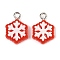 Christmas Theme Opaque Resin Pendants, with Platinum Iron Loop, Snowflake, 17x11.5x5mm, Hole: 2mm