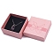 Bowknot Print Kraft Paper Cardboard Jewelry Necklace Gift Boxes, Square with Sponge Inside, Pink, 7x7x3.5cm