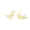 Left and Right Brass Pave Clear Cubic Zirconia Stud Earring Findings KK-F875-02G-2