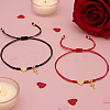 2Pcs Brass Heart & Cross Double Layered Couple Bracelet Set WL1100-3-3